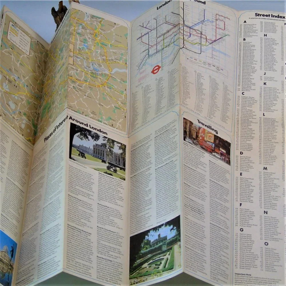 Fold Out London Map Vintage 1977 British Tourist Authority Publication